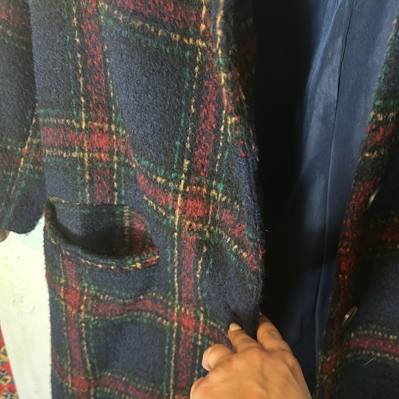 Old Navy Used Long Coat Plaid - Picture 1 of 7